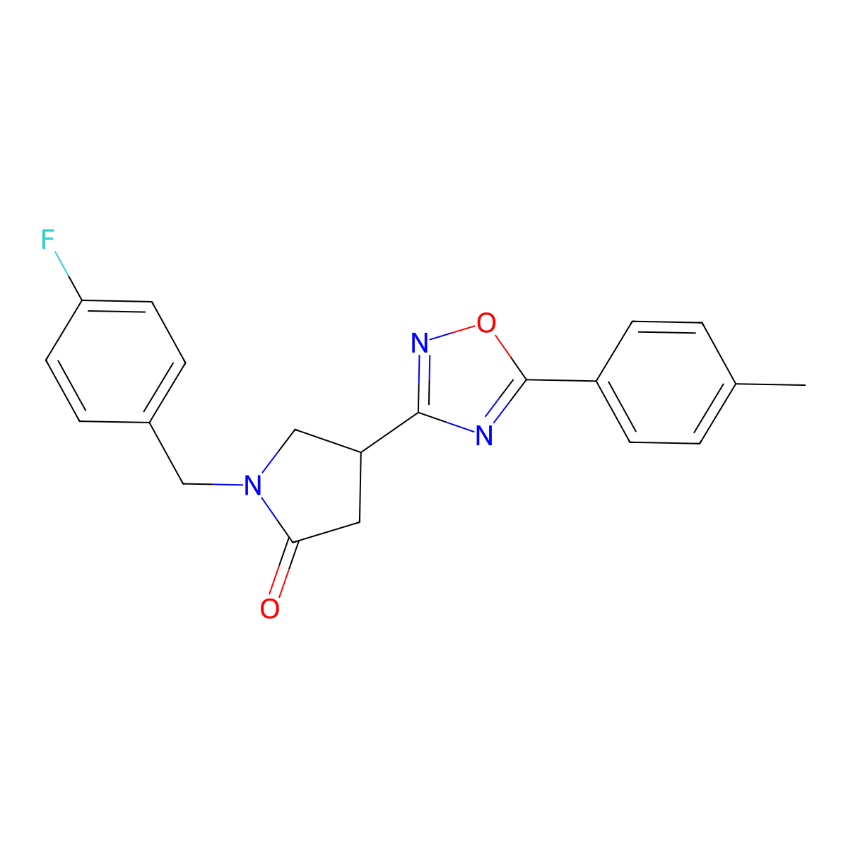 1-[(4-Fluorophenyl)methyl]-4-[5-(4-methylphenyl)-1,2,4-oxadiazol-3-yl]pyrrolidin-2-one molecular structure, CAS 1172038-87-7