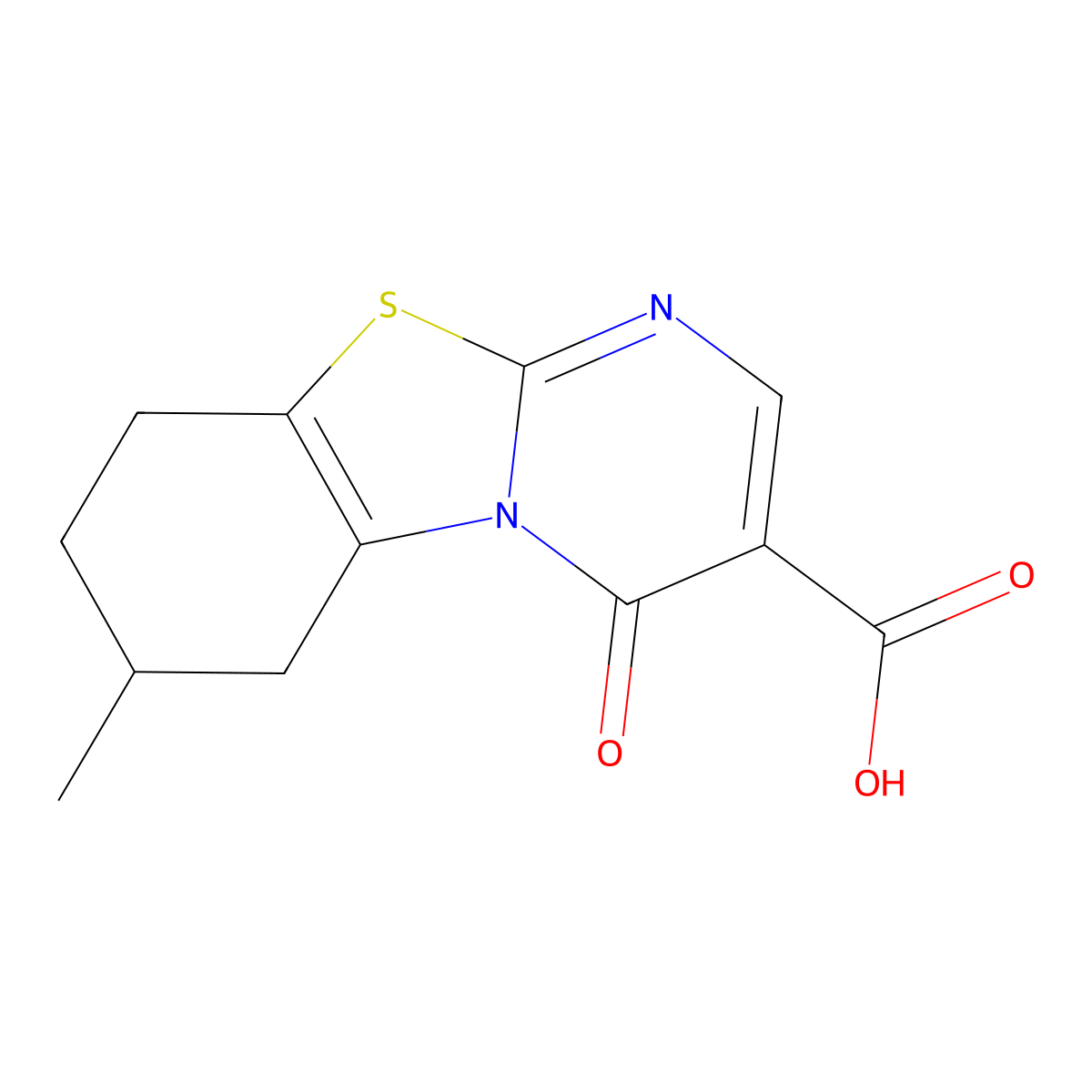 7-Methyl-4-oxo-6,7,8,9-tetrahydro-4H-pyrimido[2,1-b][1,3]benzothiazole-3-carboxylic acid molecular structure, CAS 1172040-35-5