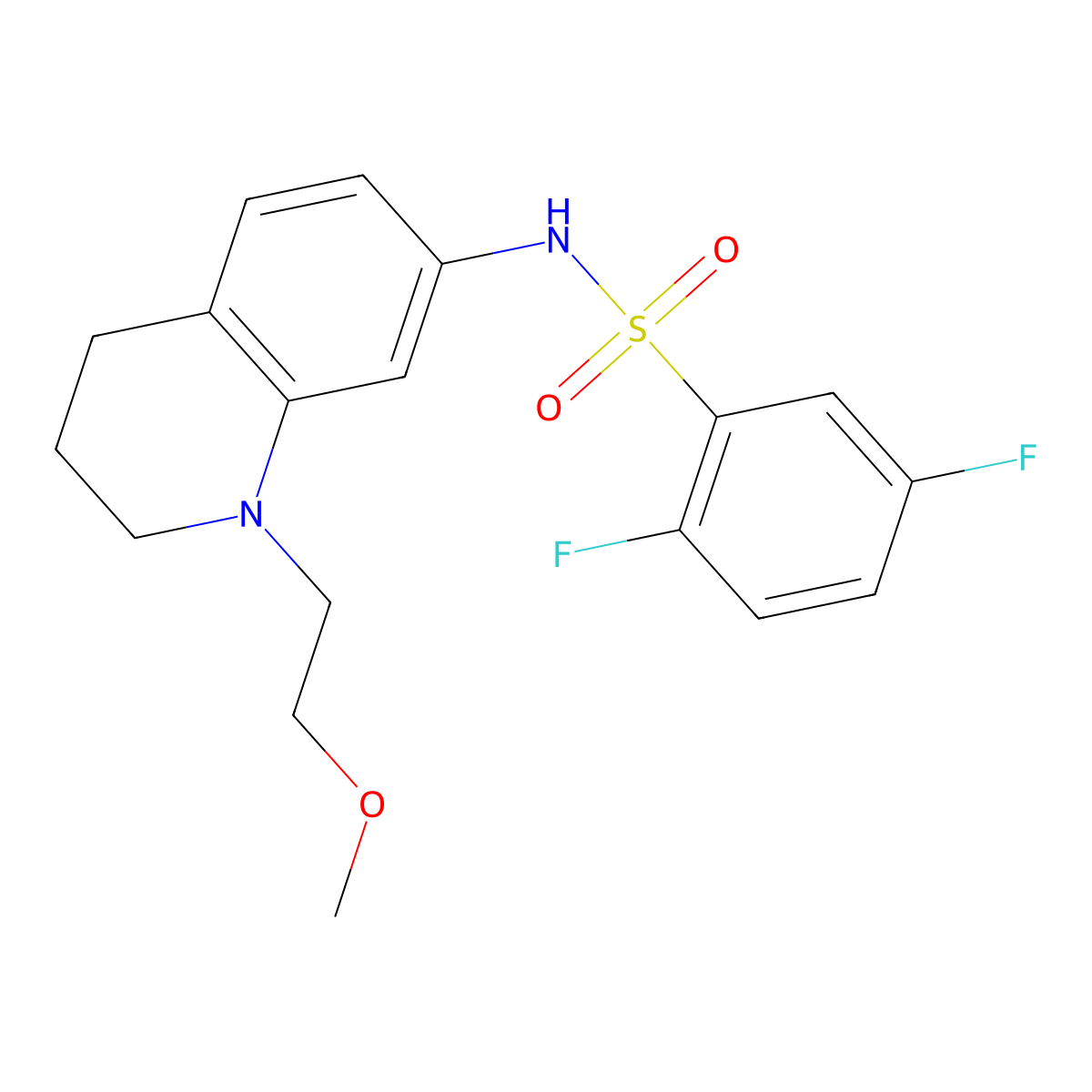 2,5-difluoro-N-(1-(2-methoxyethyl)-1,2,3,4-tetrahydroquinolin-7-yl)benzenesulfonamide molecular structure, CAS 1172041-49-4