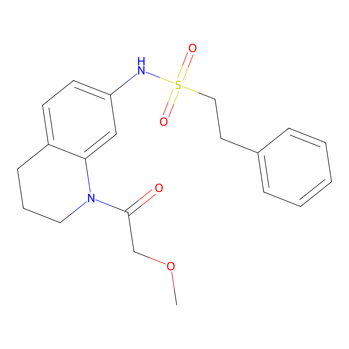 N-(1-(2-methoxyacetyl)-1,2,3,4-tetrahydroquinolin-7-yl)-2-phenylethanesulfonamide molecular structure, CAS 1172041-79-0