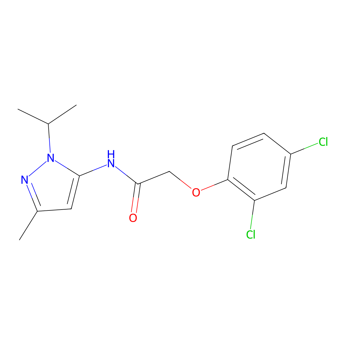 2-(2,4-dichlorophenoxy)-N-(1-isopropyl-3-methyl-1H-pyrazol-5-yl)acetamide molecular structure, CAS 1172044-12-0