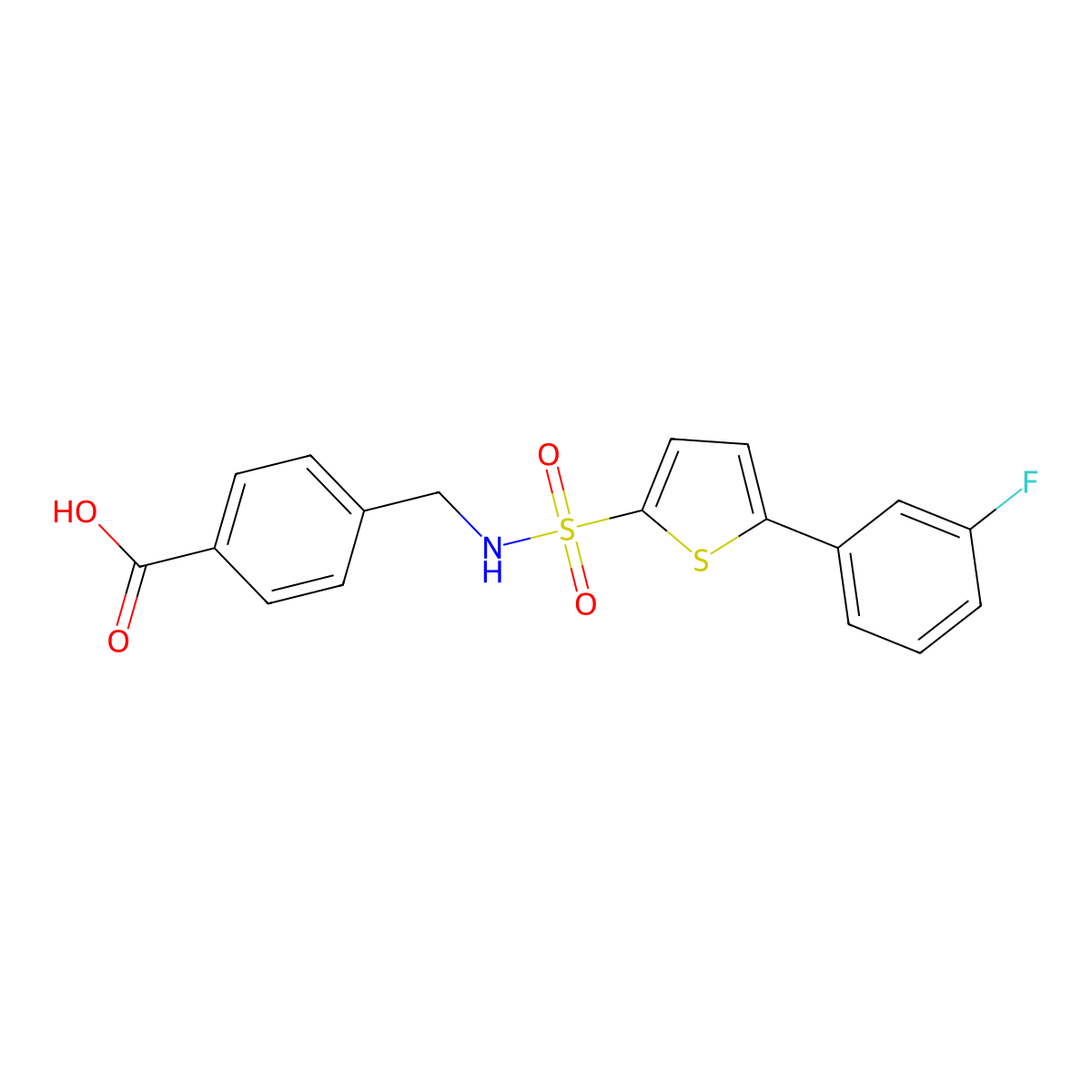 4-[({[5-(3-Fluorophenyl)-2-thienyl]sulfonyl}amino)methyl]benzoic acid molecular structure, CAS 1172045-66-7