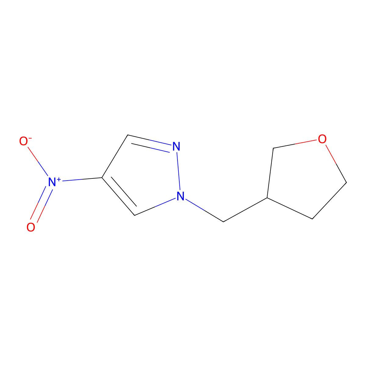 4-nitro-1-((tetrahydrofuran-3-yl)methyl)-1H-pyrazole molecular structure, CAS 1172048-85-9