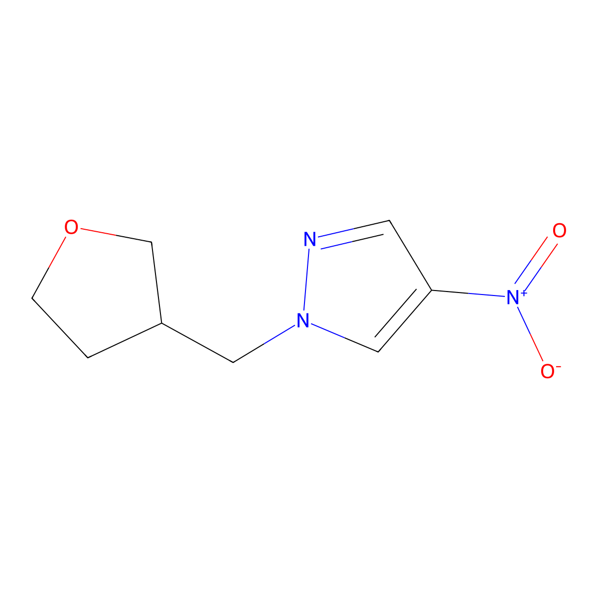 4-nitro-1-((tetrahydrofuran-3-yl)methyl)-1H-pyrazole molecular structure, CAS 1172048-85-9