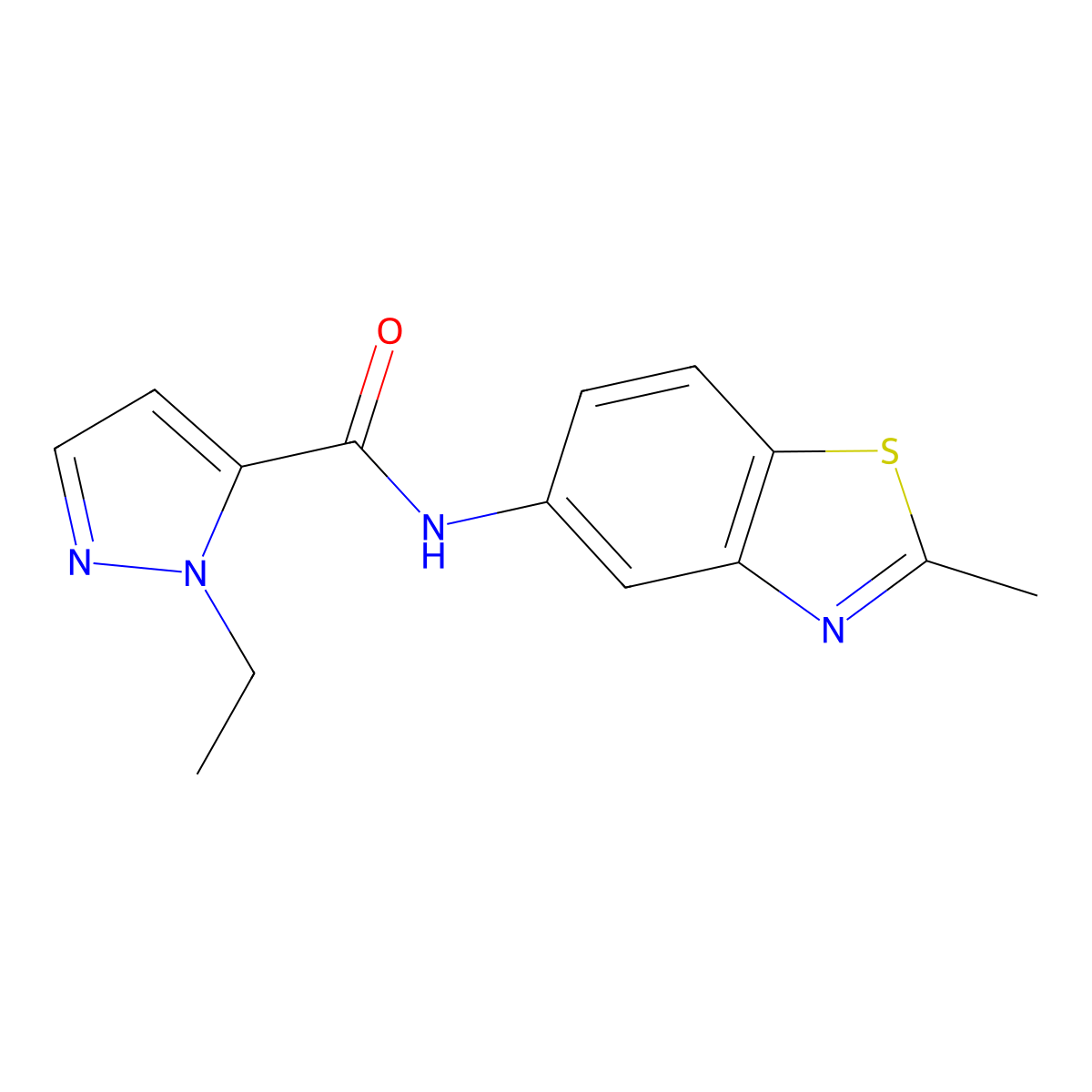 1-ethyl-N-(2-methylbenzo[d]thiazol-5-yl)-1H-pyrazole-5-carboxamide molecular structure, CAS 1172049-24-9