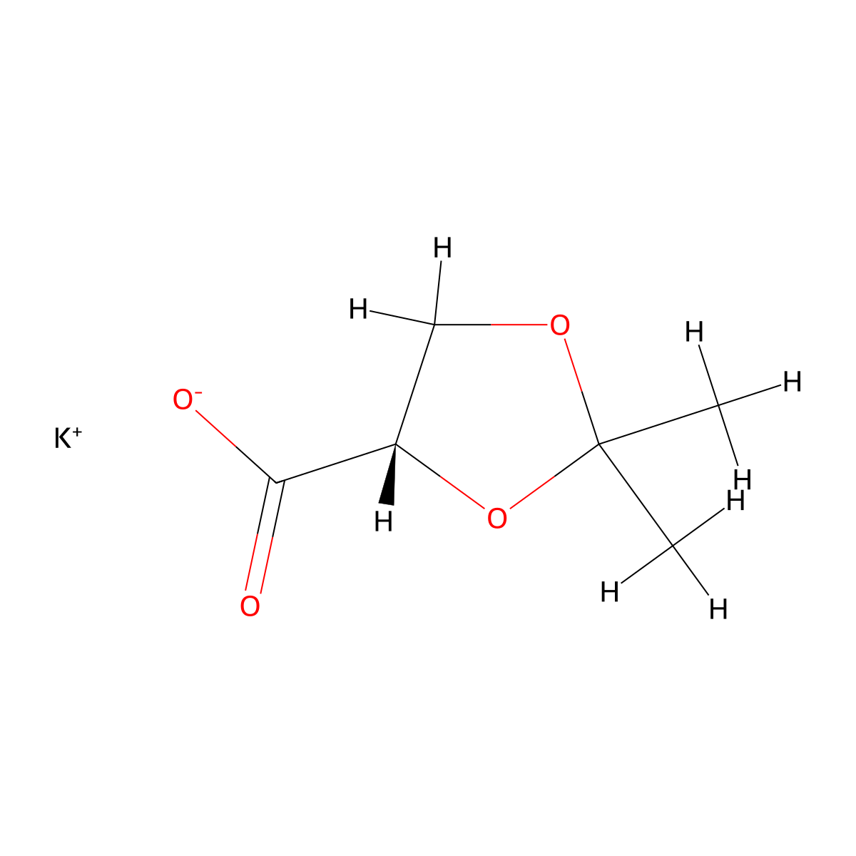 potassium (4S)-2,2-dimethyl-1,3-dioxolane-4-carboxylate molecular structure, CAS 117205-81-9