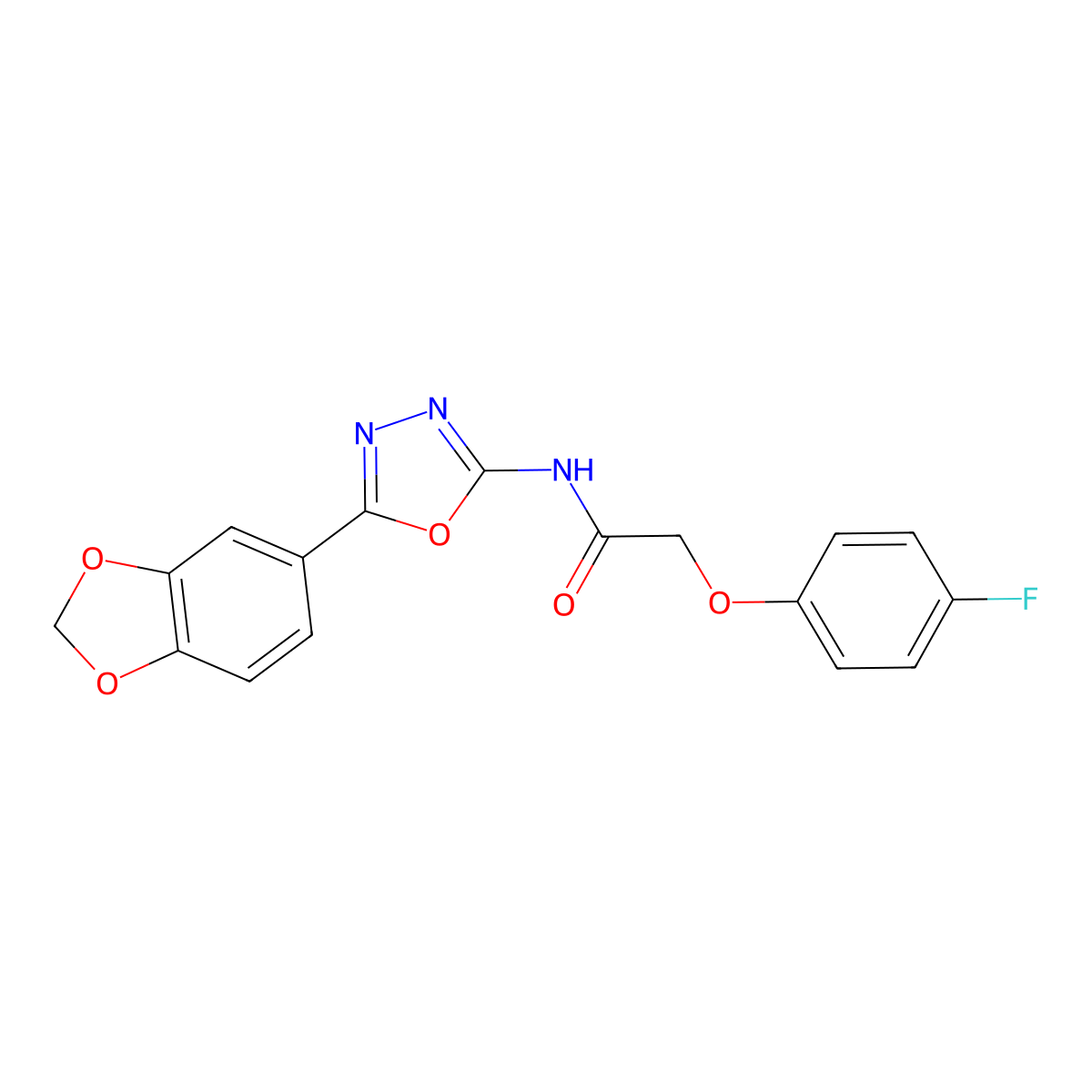 N-[5-(1,3-benzodioxol-5-yl)-1,3,4-oxadiazol-2-yl]-2-(4-fluorophenoxy)acetamide molecular structure, CAS 1172050-40-6
