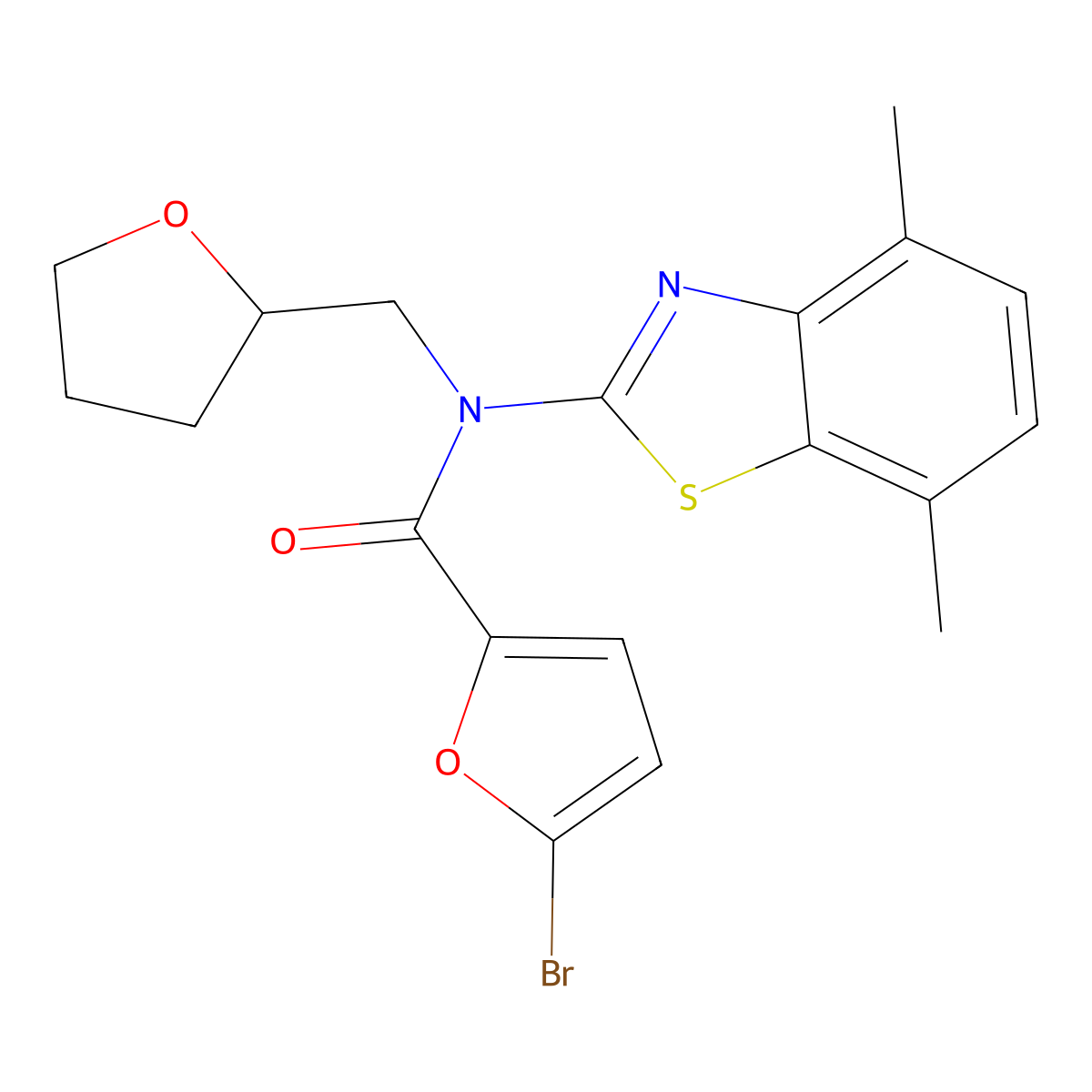 5-bromo-N-(4,7-dimethylbenzo[d]thiazol-2-yl)-N-((tetrahydrofuran-2-yl)methyl)furan-2-carboxamide molecular structure, CAS 1172050-80-4