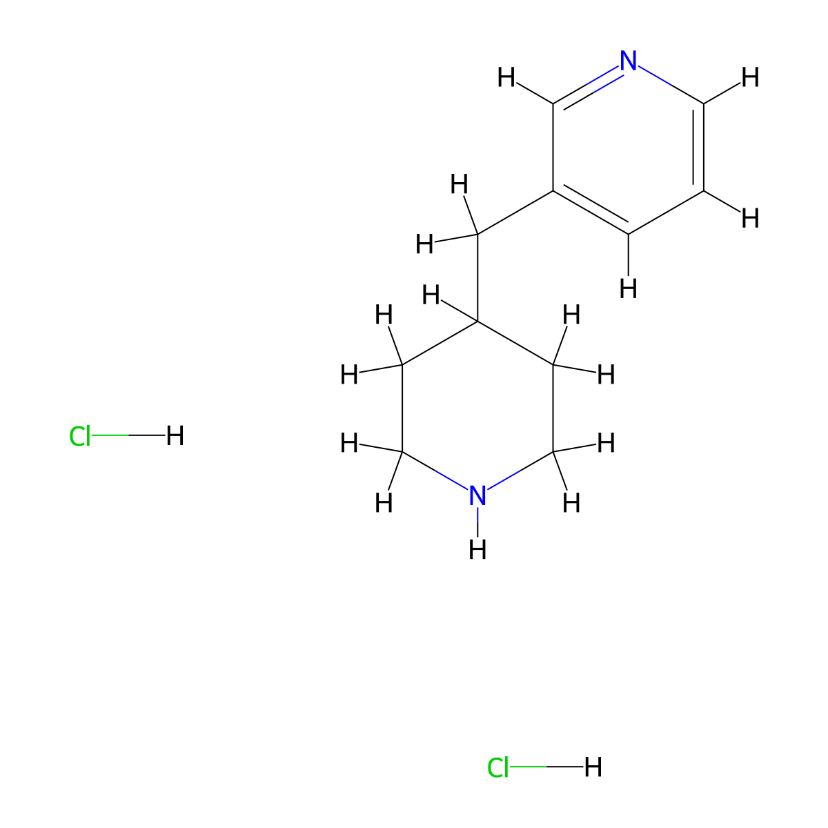 3-Piperidin-4-ylmethylpyridine dihydrochloride molecular structure, CAS 1172053-95-0
