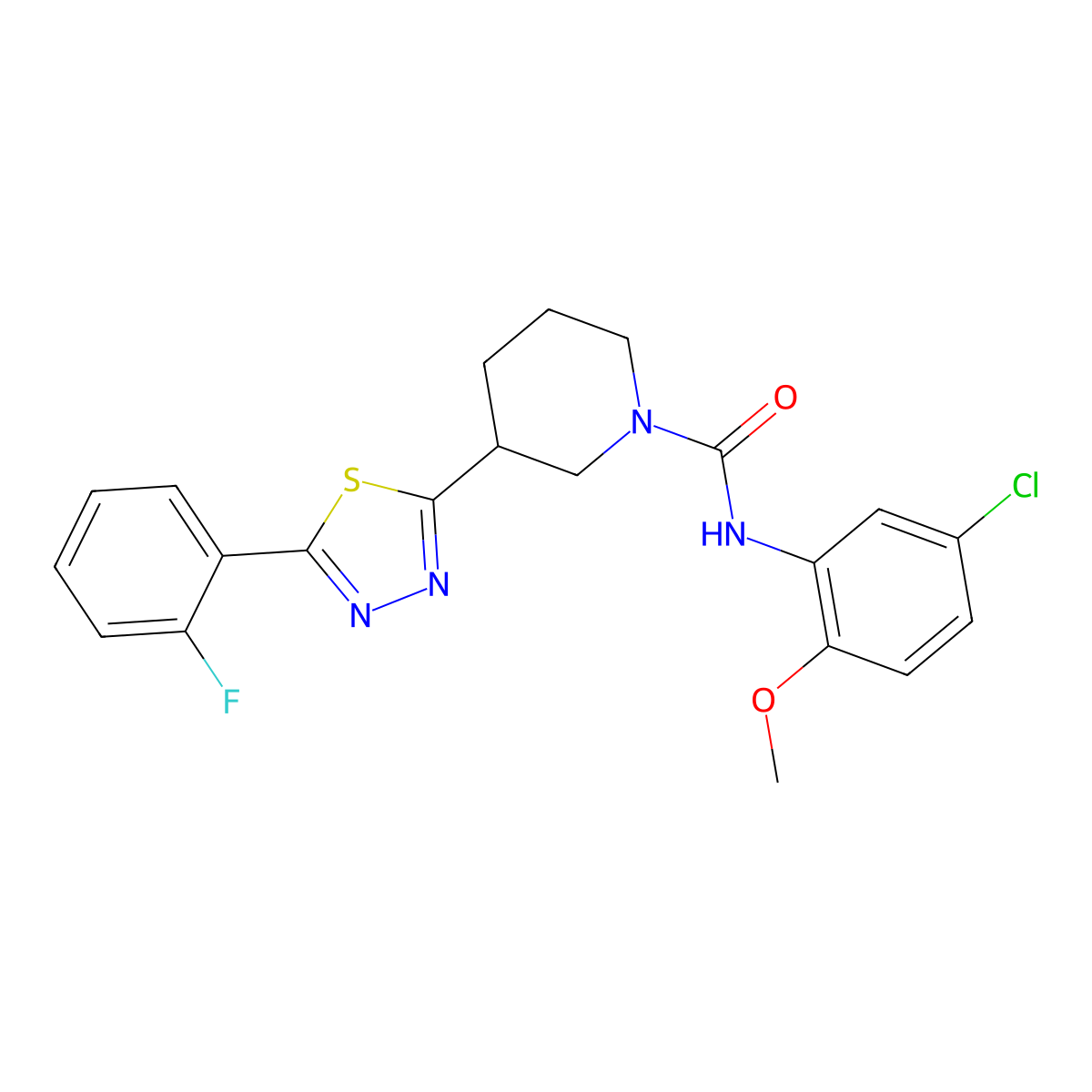 N-(5-chloro-2-methoxyphenyl)-3-[5-(2-fluorophenyl)-1,3,4-thiadiazol-2-yl]piperidine-1-carboxamide molecular structure, CAS 1172054-24-8