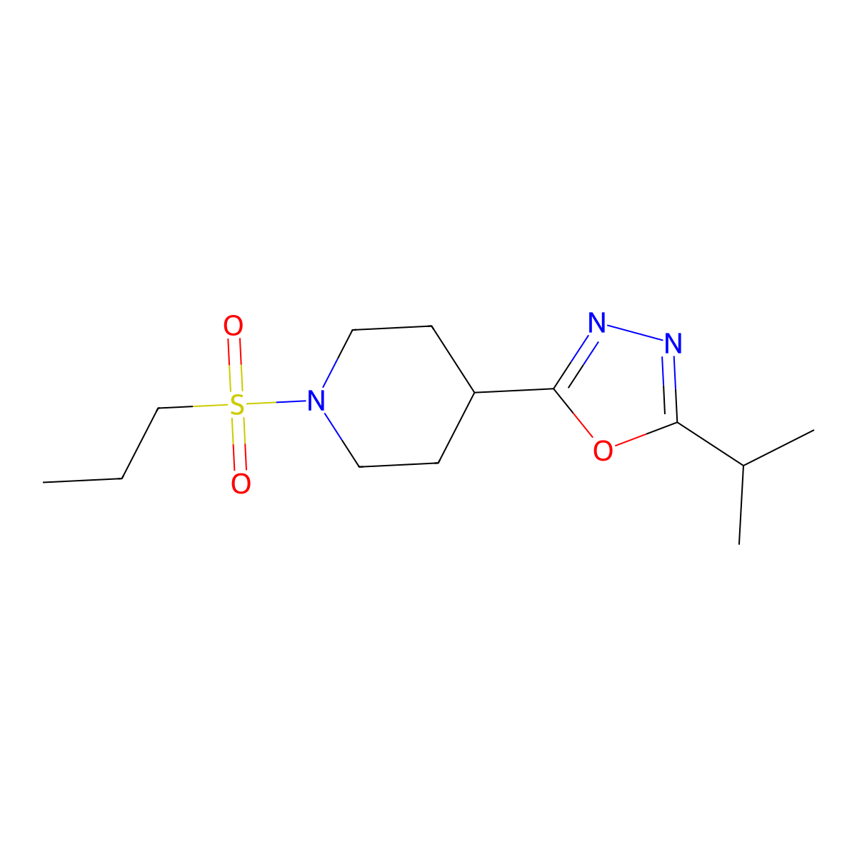 2-Isopropyl-5-(1-(propylsulfonyl)piperidin-4-yl)-1,3,4-oxadiazole molecular structure, CAS 1172054-96-4