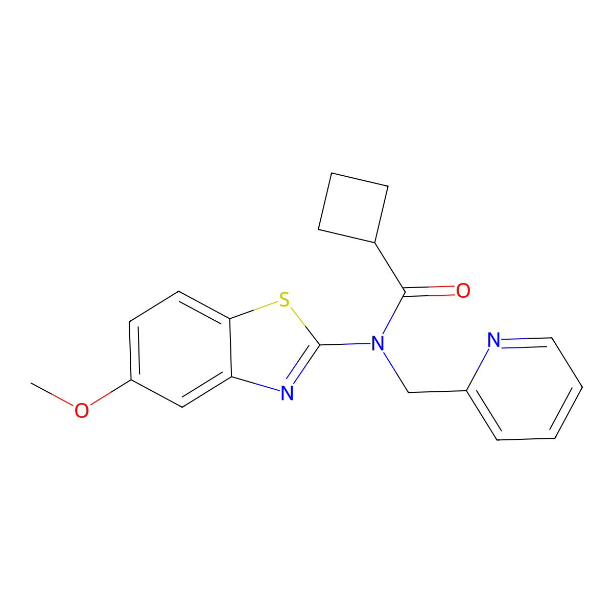 N-(5-methoxybenzo[d]thiazol-2-yl)-N-(pyridin-2-ylmethyl)cyclobutanecarboxamide molecular structure, CAS 1172056-16-4