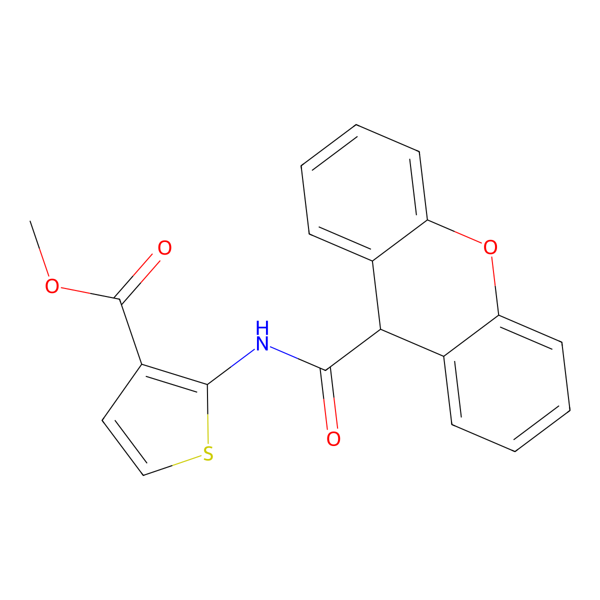 methyl 2-(9H-xanthene-9-carboxamido)thiophene-3-carboxylate molecular structure, CAS 1172056-95-9