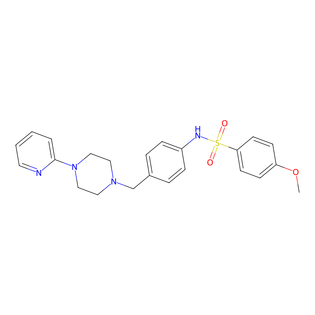 4-methoxy-N-(4-((4-(pyridin-2-yl)piperazin-1-yl)methyl)phenyl)benzenesulfonamide molecular structure, CAS 1172057-23-6