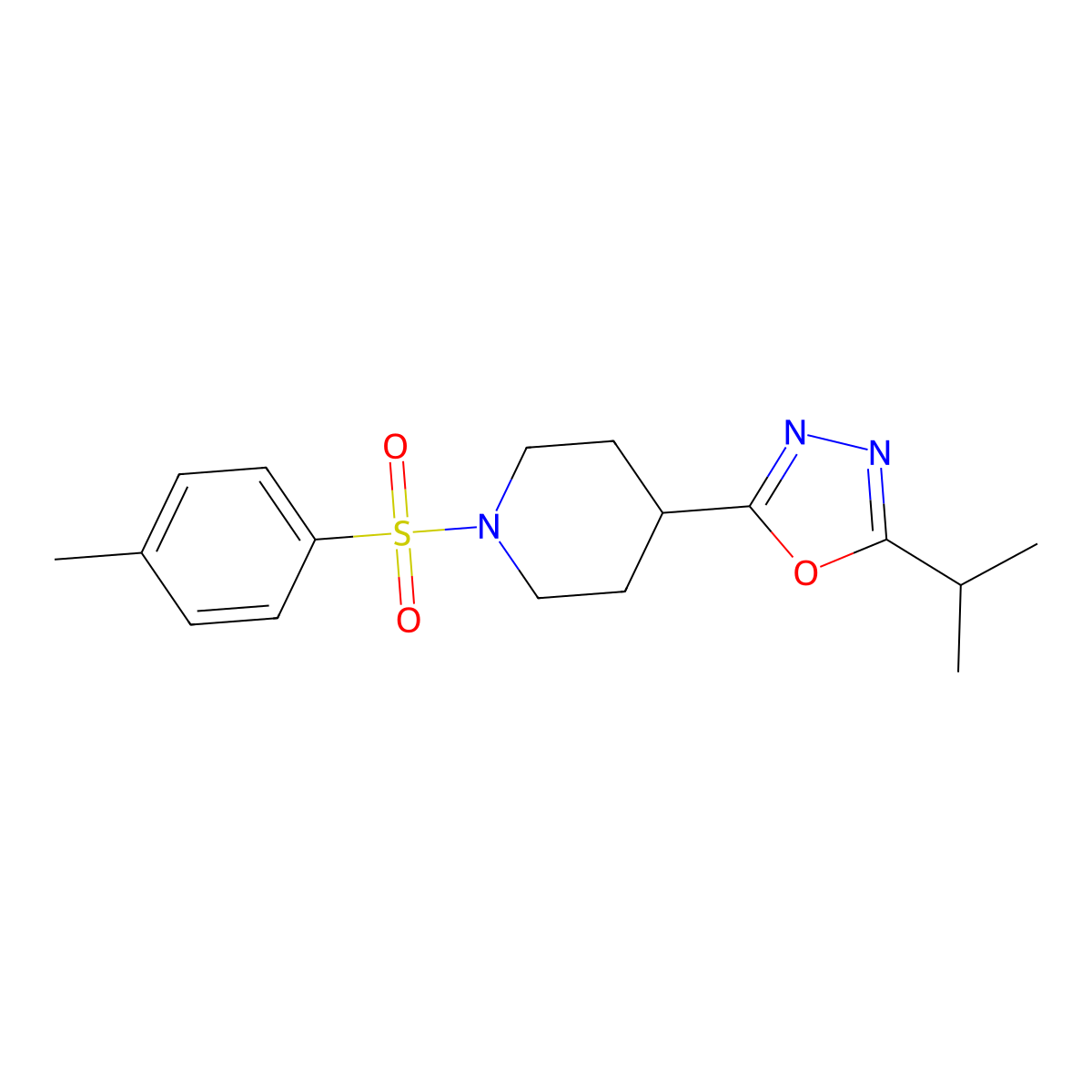2-Isopropyl-5-(1-tosylpiperidin-4-yl)-1,3,4-oxadiazole molecular structure, CAS 1172061-69-6