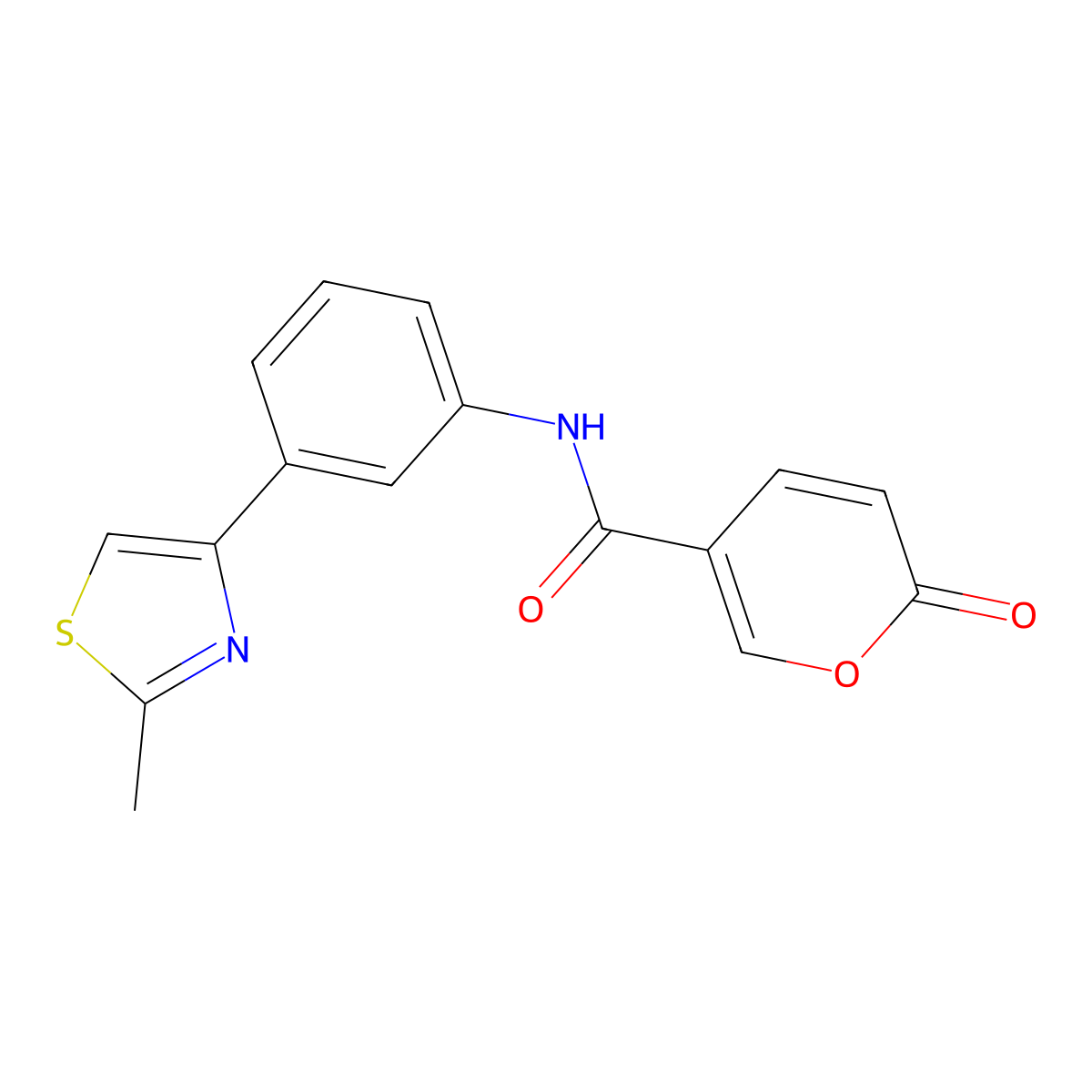 N-(3-(2-methylthiazol-4-yl)phenyl)-2-oxo-2H-pyran-5-carboxamide molecular structure, CAS 1172062-38-2