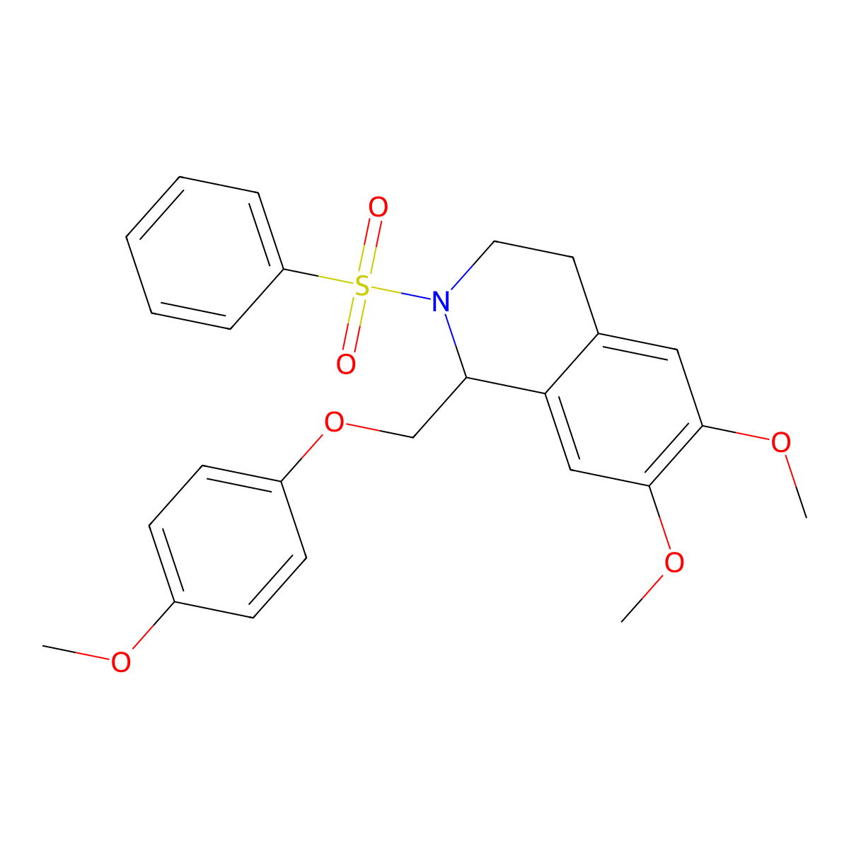 2-(Benzenesulfonyl)-6,7-dimethoxy-1-[(4-methoxyphenoxy)methyl]-1,2,3,4-tetrahydroisoquinoline molecular structure, CAS 1172063-97-6