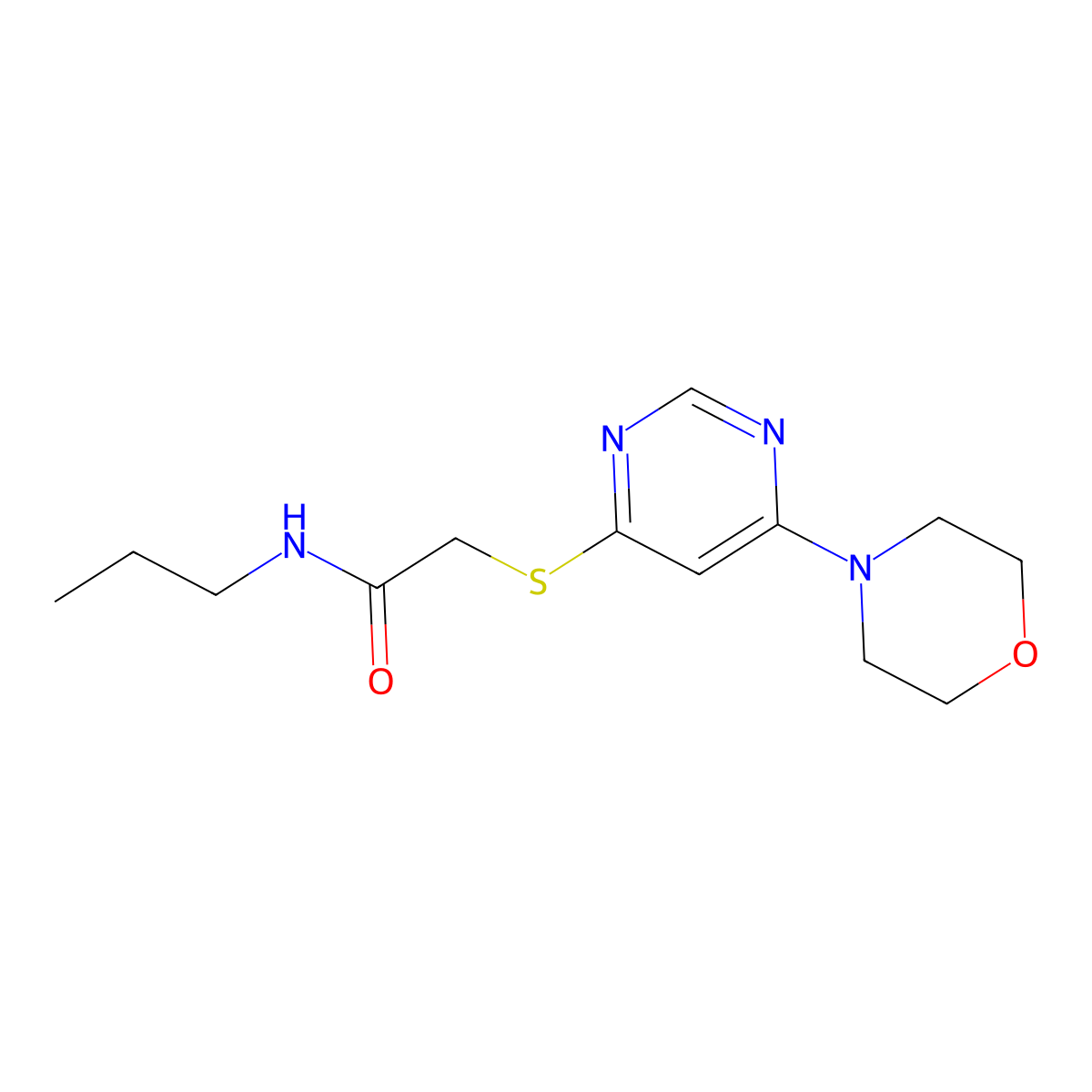 2-((6-morpholinopyrimidin-4-yl)thio)-N-propylacetamide molecular structure, CAS 1172066-05-5