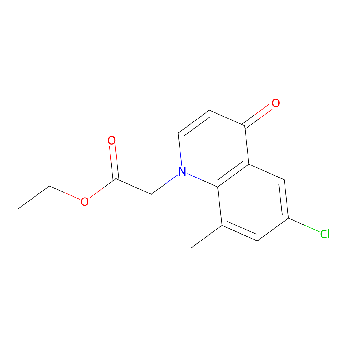 Ethyl 2-(6-chloro-8-methyl-4-oxoquinolin-1(4H)-yl)acetate molecular structure, CAS 1172066-32-8