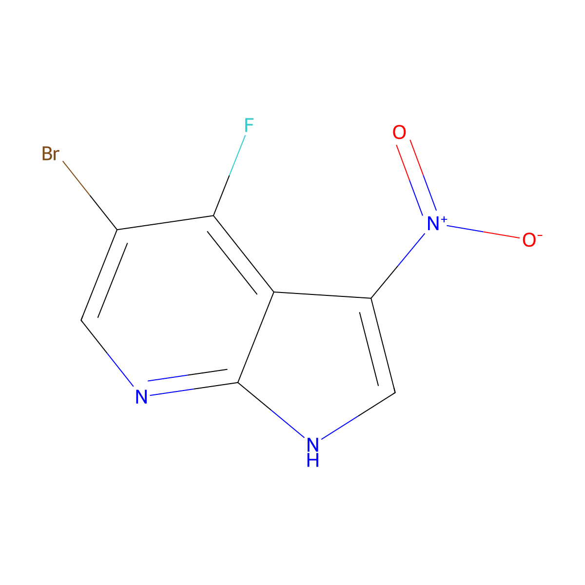 5-bromo-4-fluoro-3-nitro-1H-pyrrolo[2,3-b]pyridine molecular structure, CAS 1172068-33-5