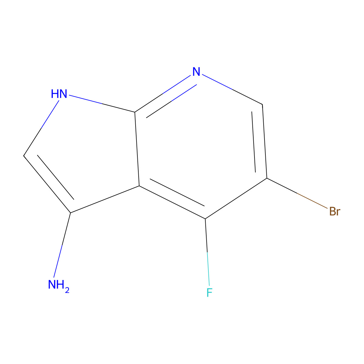 5-bromo-4-fluoro-1H-pyrrolo[2,3-b]pyridin-3-amine molecular structure, CAS 1172068-36-8