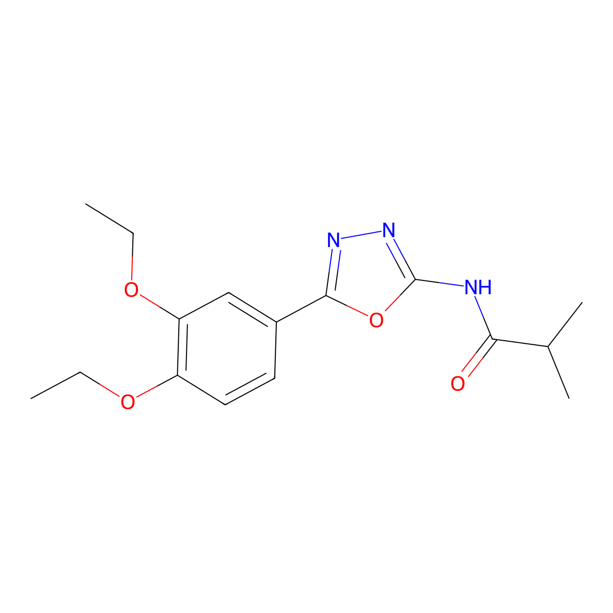 N-(5-(3,4-diethoxyphenyl)-1,3,4-oxadiazol-2-yl)isobutyramide molecular structure, CAS 1172069-15-6
