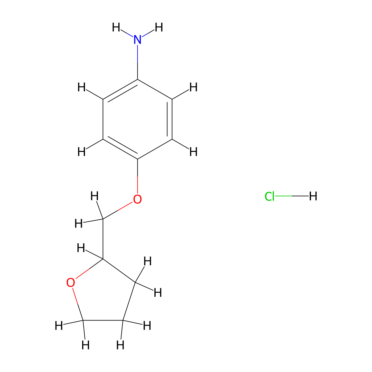 4-(Oxolan-2-ylmethoxy)aniline hydrochloride molecular structure, CAS 1172071-34-9