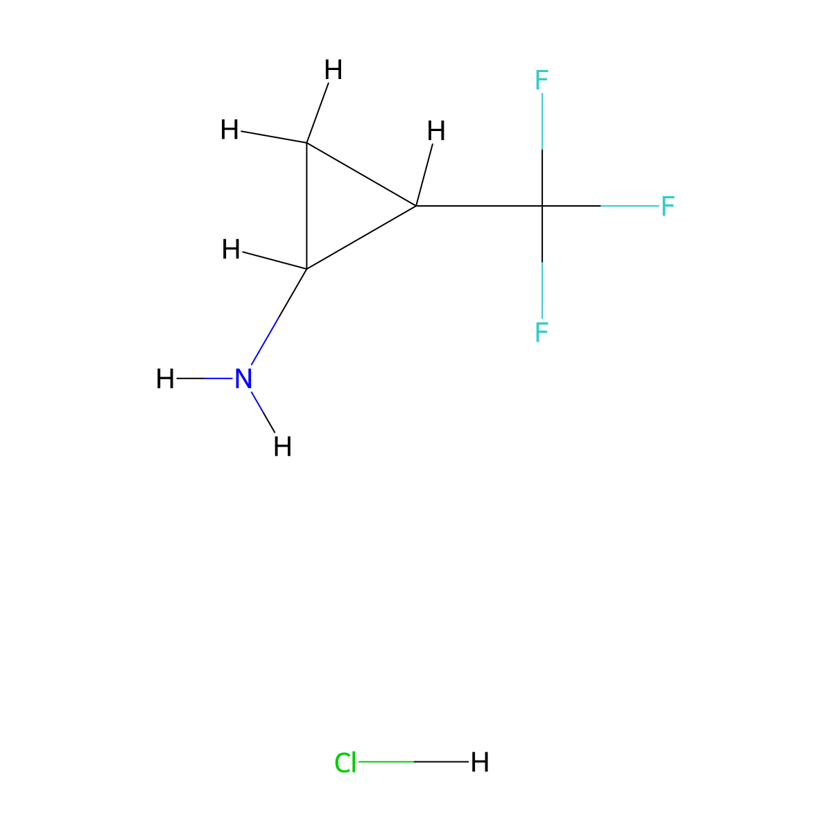 2-(Trifluoromethyl)cyclopropan-1-amine hydrochloride molecular structure, CAS 1172072-62-6