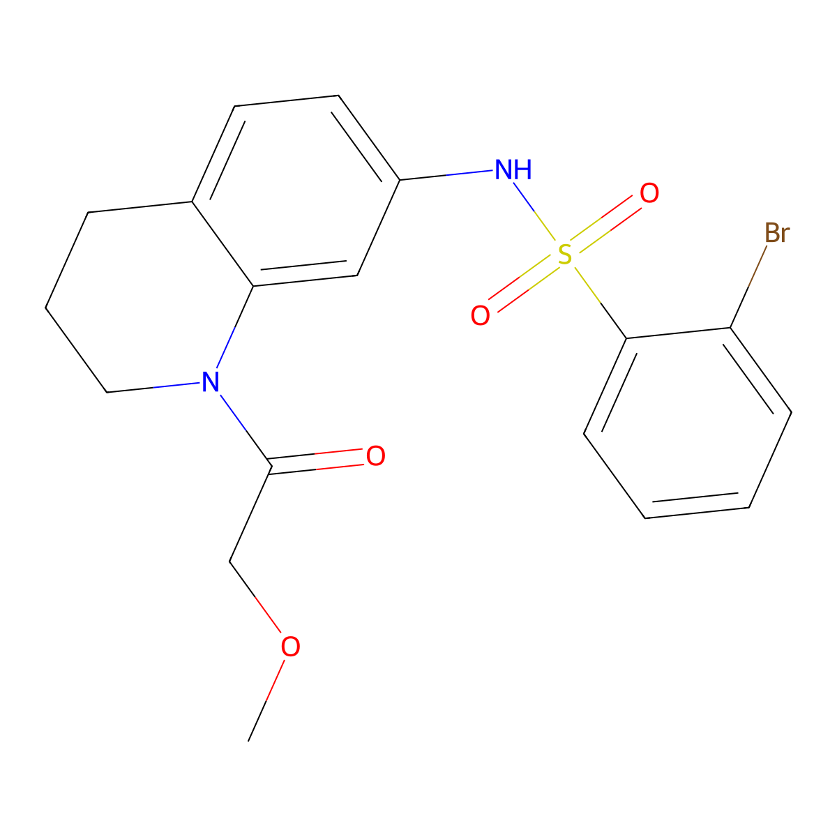 2-bromo-N-(1-(2-methoxyacetyl)-1,2,3,4-tetrahydroquinolin-7-yl)benzenesulfonamide molecular structure, CAS 1172072-83-1