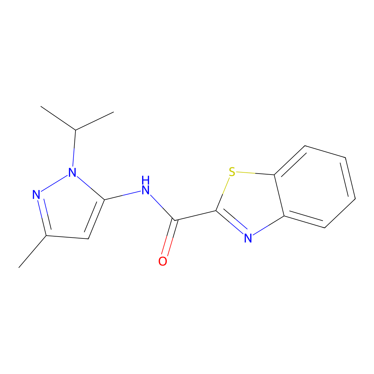 N-[3-methyl-1-(propan-2-yl)-1H-pyrazol-5-yl]-1,3-benzothiazole-2-carboxamide molecular structure, CAS 1172074-51-9