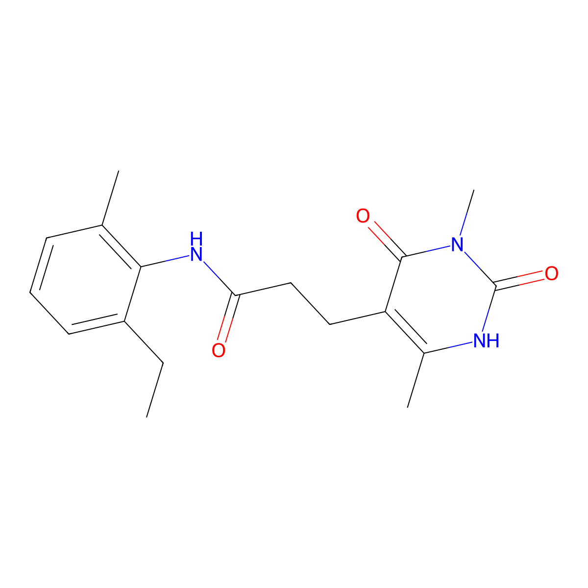 3-(3,6-dimethyl-2,4-dioxo-1,2,3,4-tetrahydropyrimidin-5-yl)-N-(2-ethyl-6-methylphenyl)propanamide molecular structure, CAS 1172075-18-1