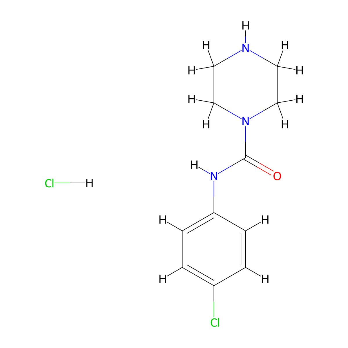 N-(4-chlorophenyl)piperazine-1-carboxamide hydrochloride molecular structure, CAS 1172075-70-5