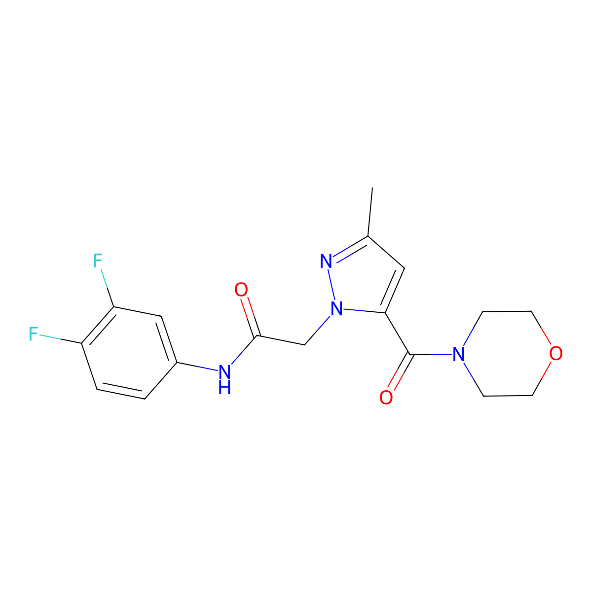 N-(3,4-difluorophenyl)-2-[3-methyl-5-(morpholine-4-carbonyl)-1H-pyrazol-1-yl]acetamide molecular structure, CAS 1172077-44-9