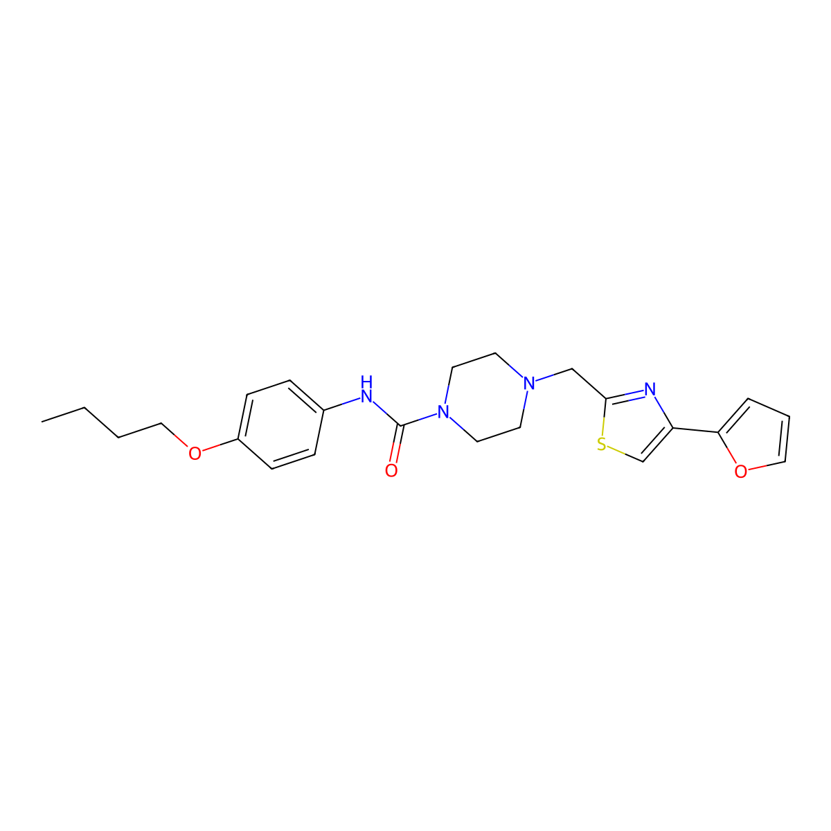N-(4-butoxyphenyl)-4-((4-(furan-2-yl)thiazol-2-yl)methyl)piperazine-1-carboxamide molecular structure, CAS 1172080-27-1