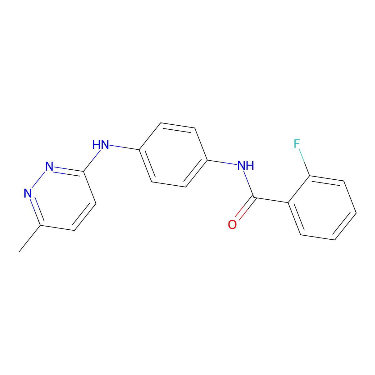 2-fluoro-N-(4-((6-methylpyridazin-3-yl)amino)phenyl)benzamide molecular structure, CAS 1172082-21-1