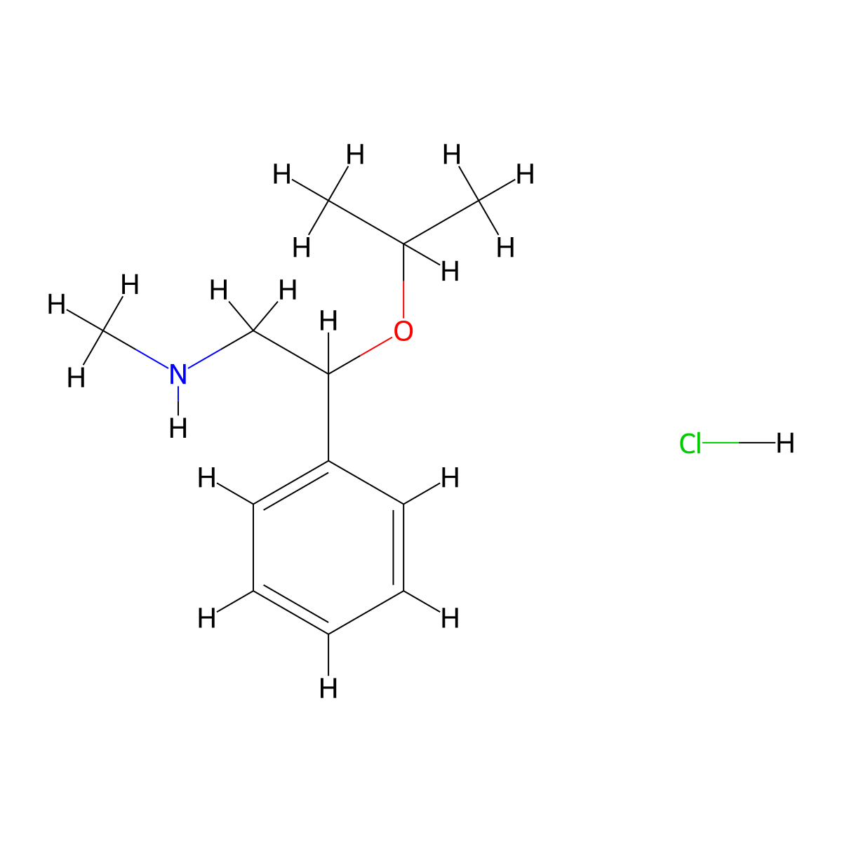 Methyl[2-phenyl-2-(propan-2-yloxy)ethyl]amine hydrochloride molecular structure, CAS 1172082-90-4