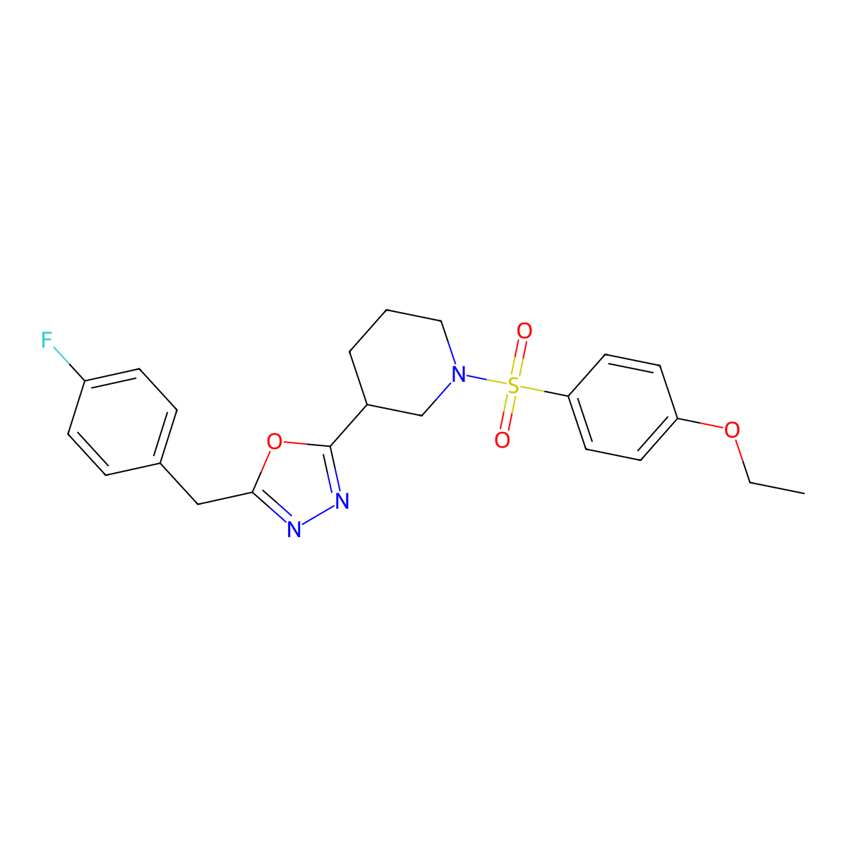 2-(1-((4-Ethoxyphenyl)sulfonyl)piperidin-3-yl)-5-(4-fluorobenzyl)-1,3,4-oxadiazole molecular structure, CAS 1172083-24-7