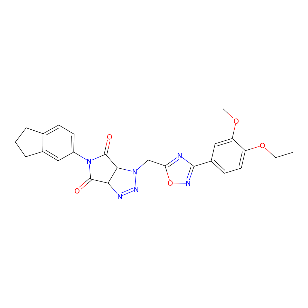 5-(2,3-dihydro-1H-inden-5-yl)-1-((3-(4-ethoxy-3-methoxyphenyl)-1,2,4-oxadiazol-5-yl)methyl)-1,6a-dihydropyrrolo[3,4-d][1,2,3]triazole-4,6(3aH,5H)-dione molecular structure, CAS 1172085-08-3