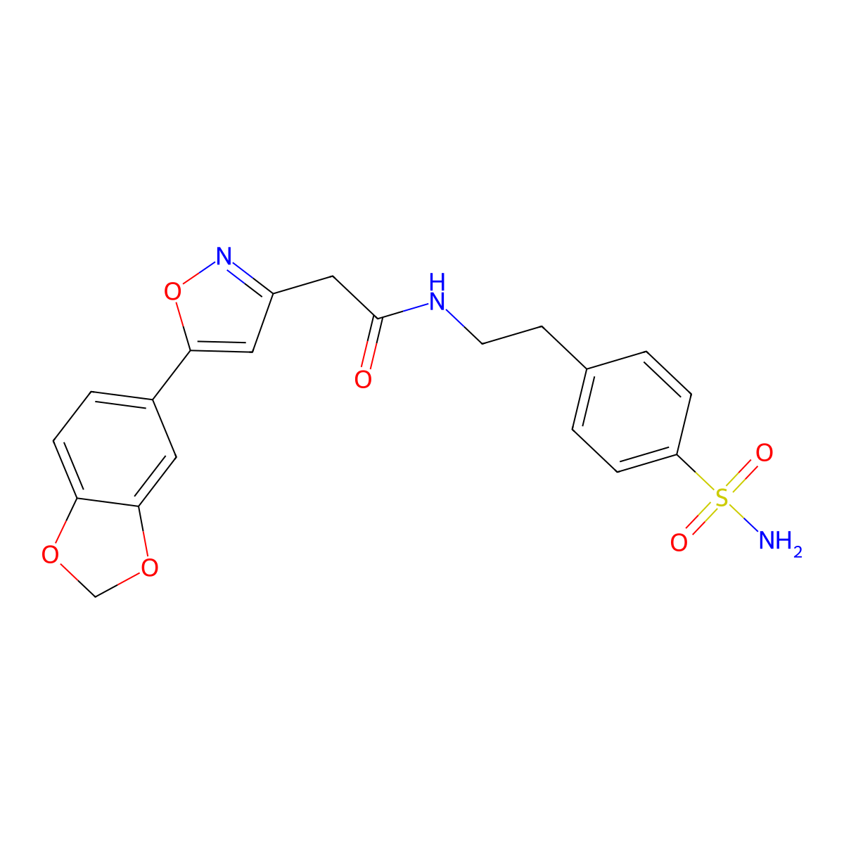 2-(5-(benzo[d][1,3]dioxol-5-yl)isoxazol-3-yl)-N-(4-sulfamoylphenethyl)acetamide molecular structure, CAS 1172086-31-5