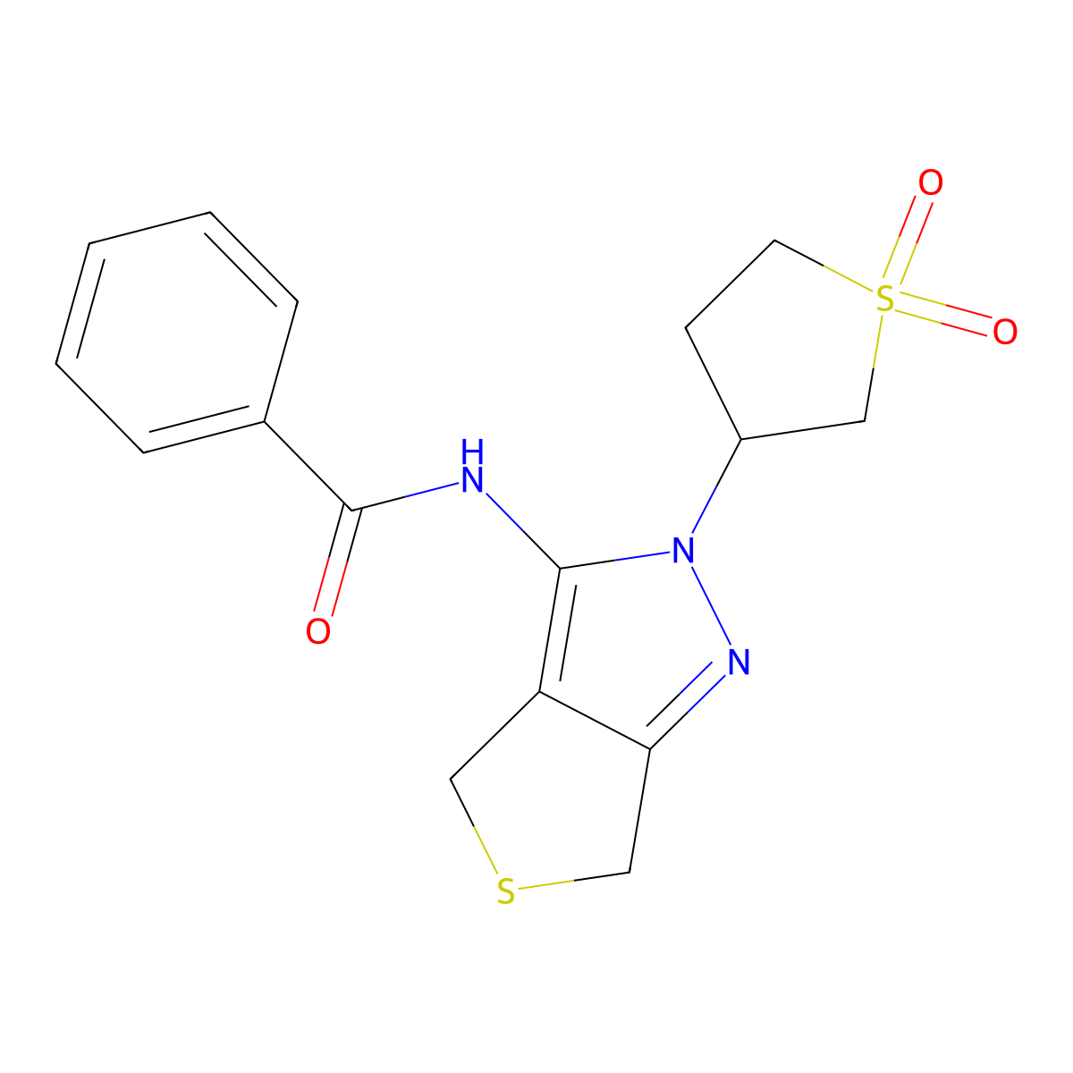 N-(2-(1,1-dioxidotetrahydrothiophen-3-yl)-4,6-dihydro-2H-thieno[3,4-c]pyrazol-3-yl)benzamide molecular structure, CAS 1172086-77-9