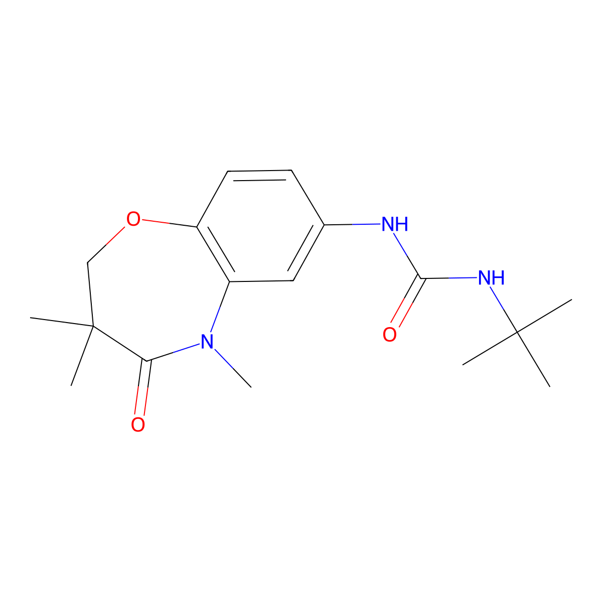 1-(Tert-butyl)-3-(3,3,5-trimethyl-4-oxo-2,3,4,5-tetrahydrobenzo[b][1,4]oxazepin-7-yl)urea molecular structure, CAS 1172087-61-4