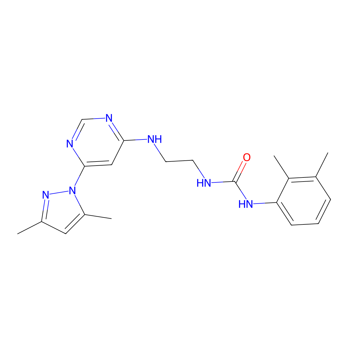 1-(2-((6-(3,5-dimethyl-1H-pyrazol-1-yl)pyrimidin-4-yl)amino)ethyl)-3-(2,3-dimethylphenyl)urea molecular structure, CAS 1172092-74-8