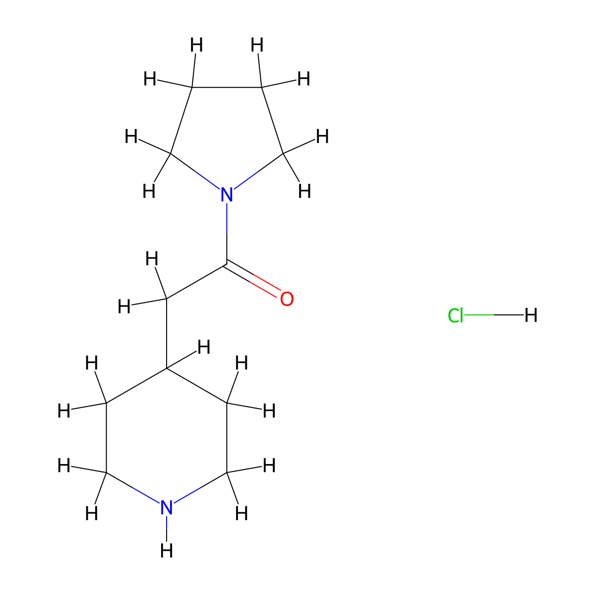 2-(Piperidin-4-yl)-1-(pyrrolidin-1-yl)ethan-1-one hydrochloride molecular structure, CAS 1172096-32-0