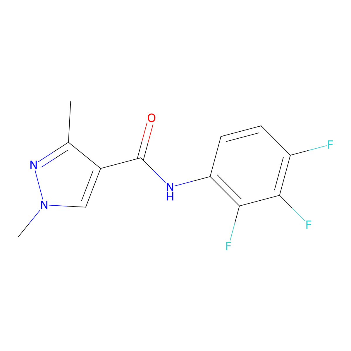1,3-dimethyl-N-(2,3,4-trifluorophenyl)-1H-pyrazole-4-carboxamide molecular structure, CAS 1172097-43-6