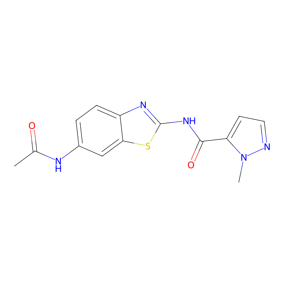 N-(6-acetamidobenzo[d]thiazol-2-yl)-1-methyl-1H-pyrazole-5-carboxamide molecular structure, CAS 1172097-71-0