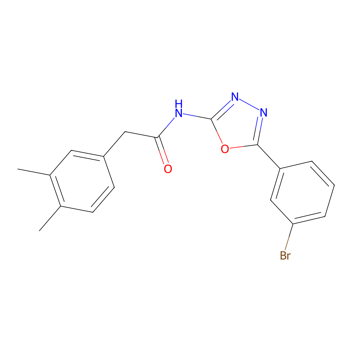 N-[5-(3-bromophenyl)-1,3,4-oxadiazol-2-yl]-2-(3,4-dimethylphenyl)acetamide molecular structure, CAS 1172098-52-0