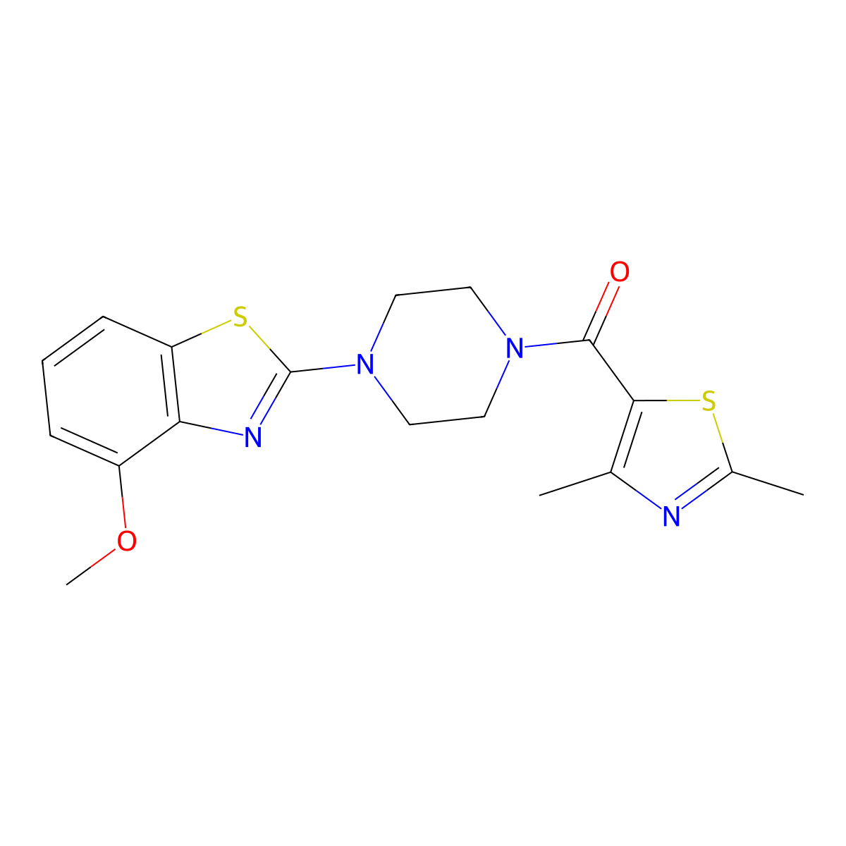 (2,4-Dimethylthiazol-5-yl)(4-(4-methoxybenzo[d]thiazol-2-yl)piperazin-1-yl)methanone molecular structure, CAS 1172098-77-9