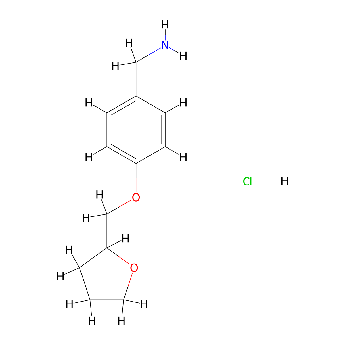 (4-((Oxolan-2-yl)methoxy)phenyl)methanamine hydrochloride molecular structure, CAS 1172099-78-3