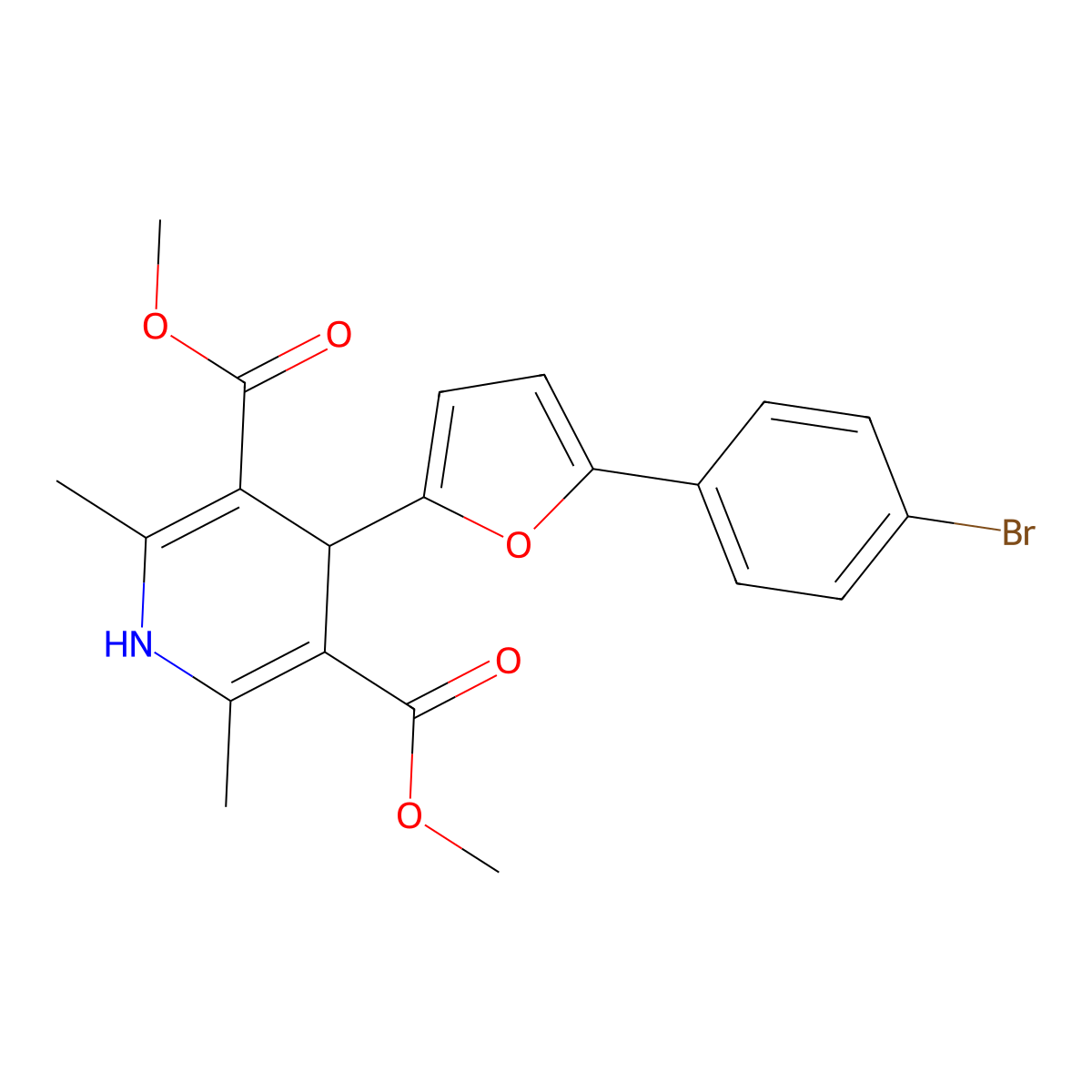Dimethyl 4-[5-(4-bromophenyl)furan-2-yl]-2,6-dimethyl-1,4-dihydropyridine-3,5-dicarboxylate molecular structure, CAS 117210-70-5