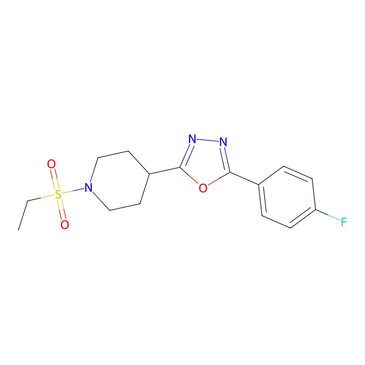 2-(1-(Ethylsulfonyl)piperidin-4-yl)-5-(4-fluorophenyl)-1,3,4-oxadiazole molecular structure, CAS 1172100-74-1